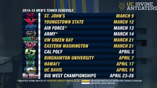 UC Irvine Men's Tennis Schedule Released