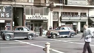 1940s - Downtown Los Angeles in color [60fps,Remastered] w_sound design added